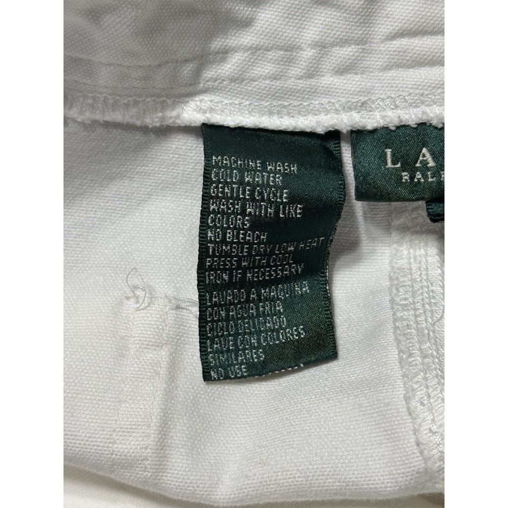 Lauren Ralph Lauren Gold Buckle Shorts Women's Size 14 White Gold Cotton Preppy - Picture 11 of 13